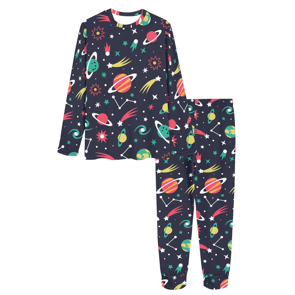colorful space pattern planet star Women's All Over Print Pajama Set