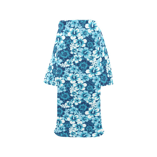 Hibiscus Pattern Print Design 03 Blanket Robe with Sleeves