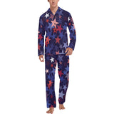Red blue star pattern Men's Long Pajama Set