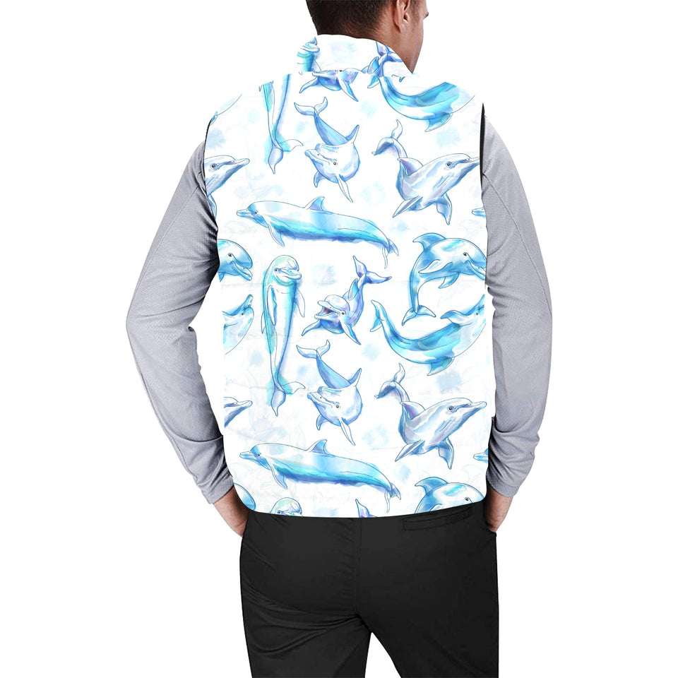 Watercolor dolphin pattern Men's Padded Vest