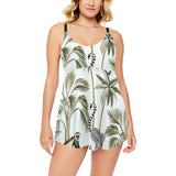Monkey sloth lemur palm trees pattern Chest Sexy Pleated Two Piece Swim Dress