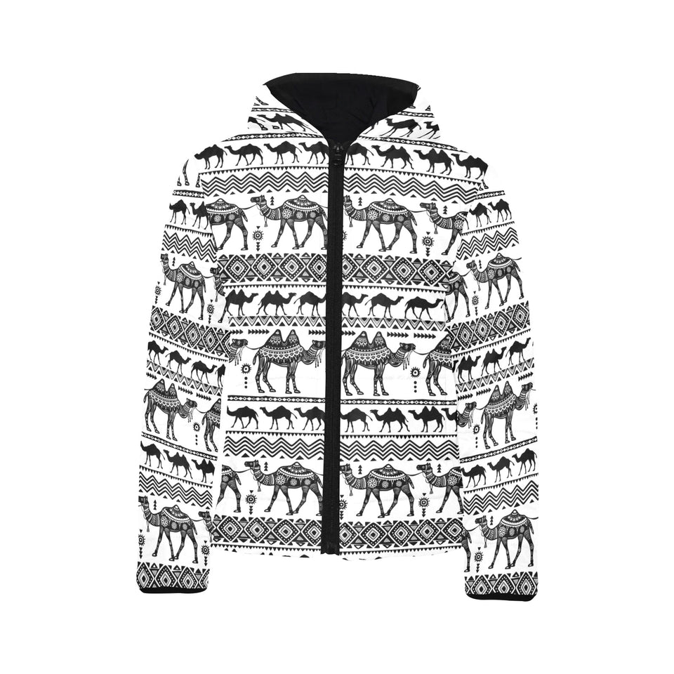 Camel polynesian tribal pattern Kids' Boys' Girls' Padded Hooded Jacket
