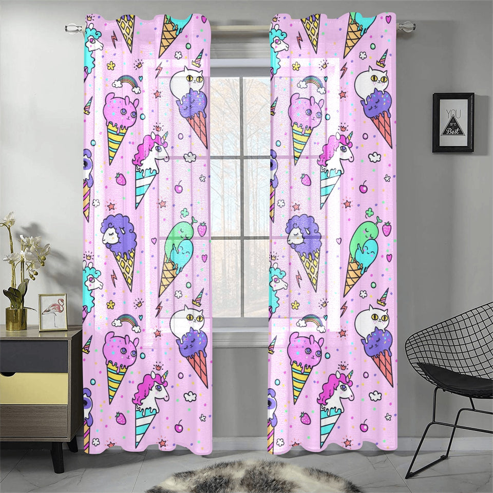 Cute ice cream cone animal pattern Gauze Curtain