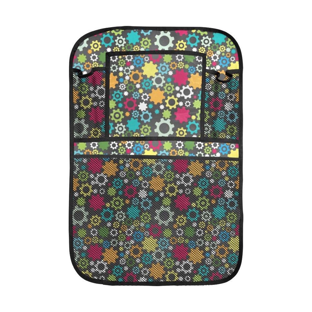 Gear Pattern Print Design 03 Car Seat Back Organizer