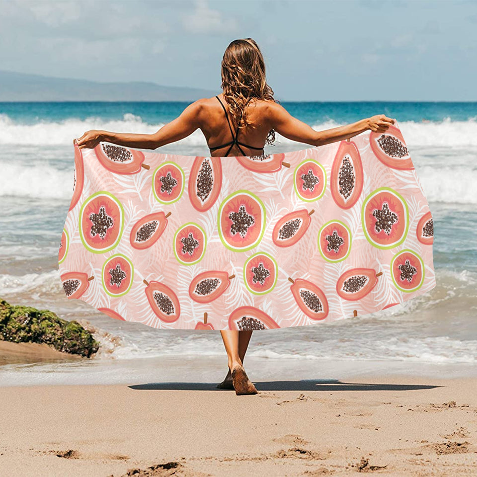 papaya leaves pattern Beach Towel