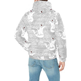 white swan gray background Men's Padded Hooded Jacket