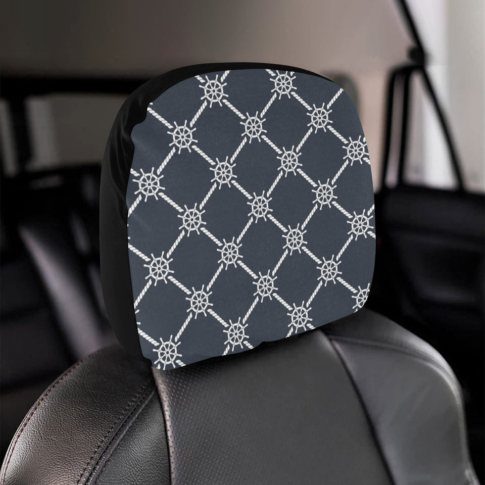 nautical steering wheel rope pattern Car Headrest Cover