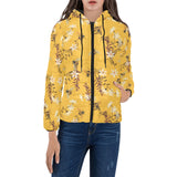 Bee flower pattern Women's Padded Hooded Jacket