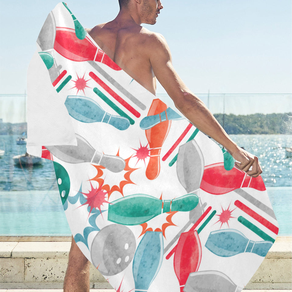 Watercolor bowling pattern Beach Towel