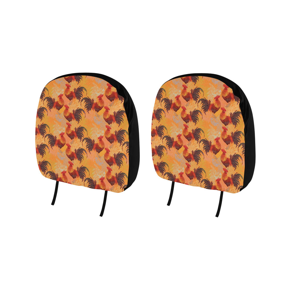 red rooster chicken cock pattern Car Headrest Cover