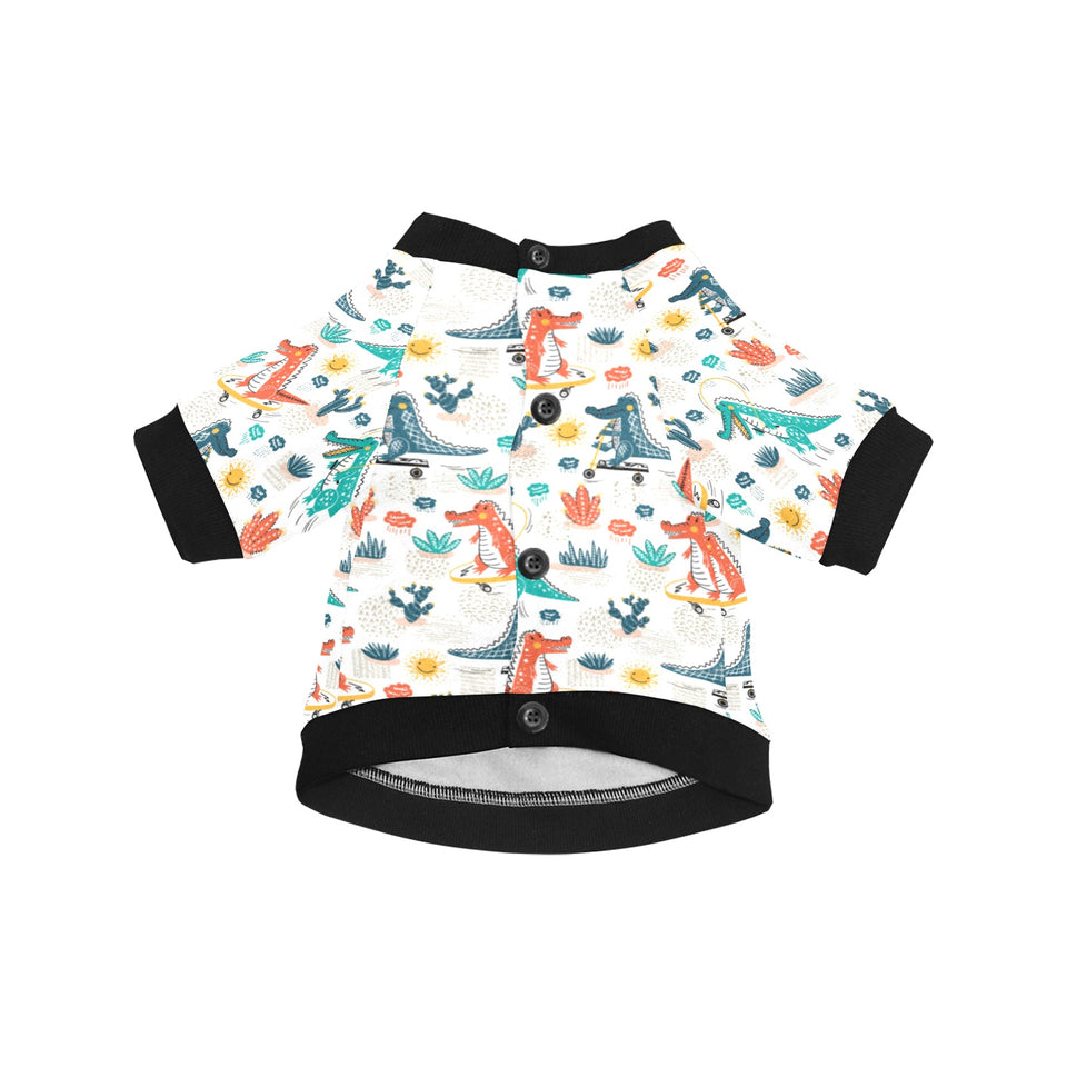 Cute Crocodile Pattern All Over Print Pet Dog Round Neck Fuzzy Shirt