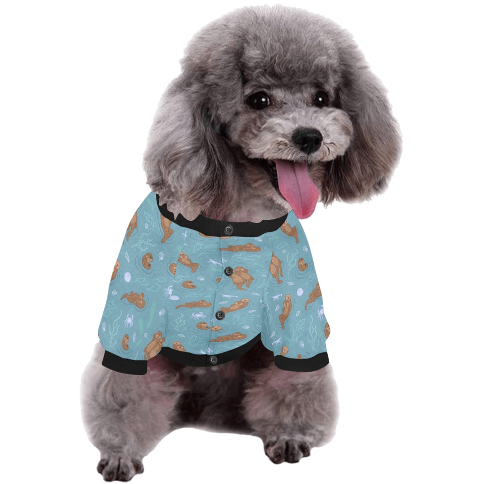 Sea otters pattern All Over Print Pet Dog Round Neck Fuzzy Shirt