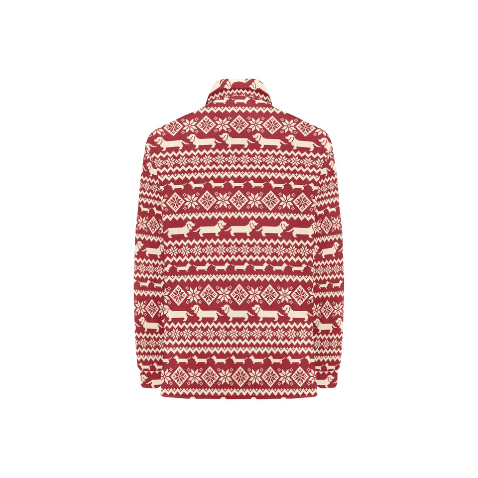 Dachshund Nordic pattern Women's Long Sleeve Polo Shirt