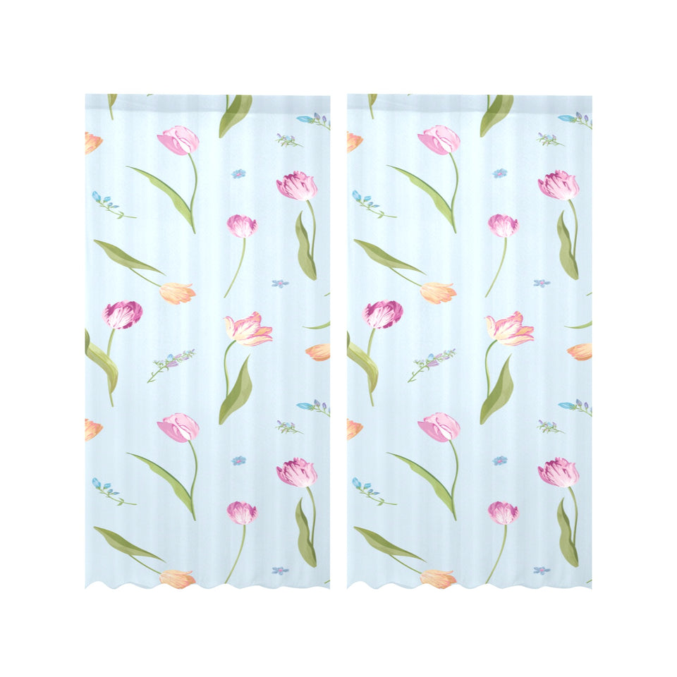 Watercolor Tulips pattern Gauze Curtain