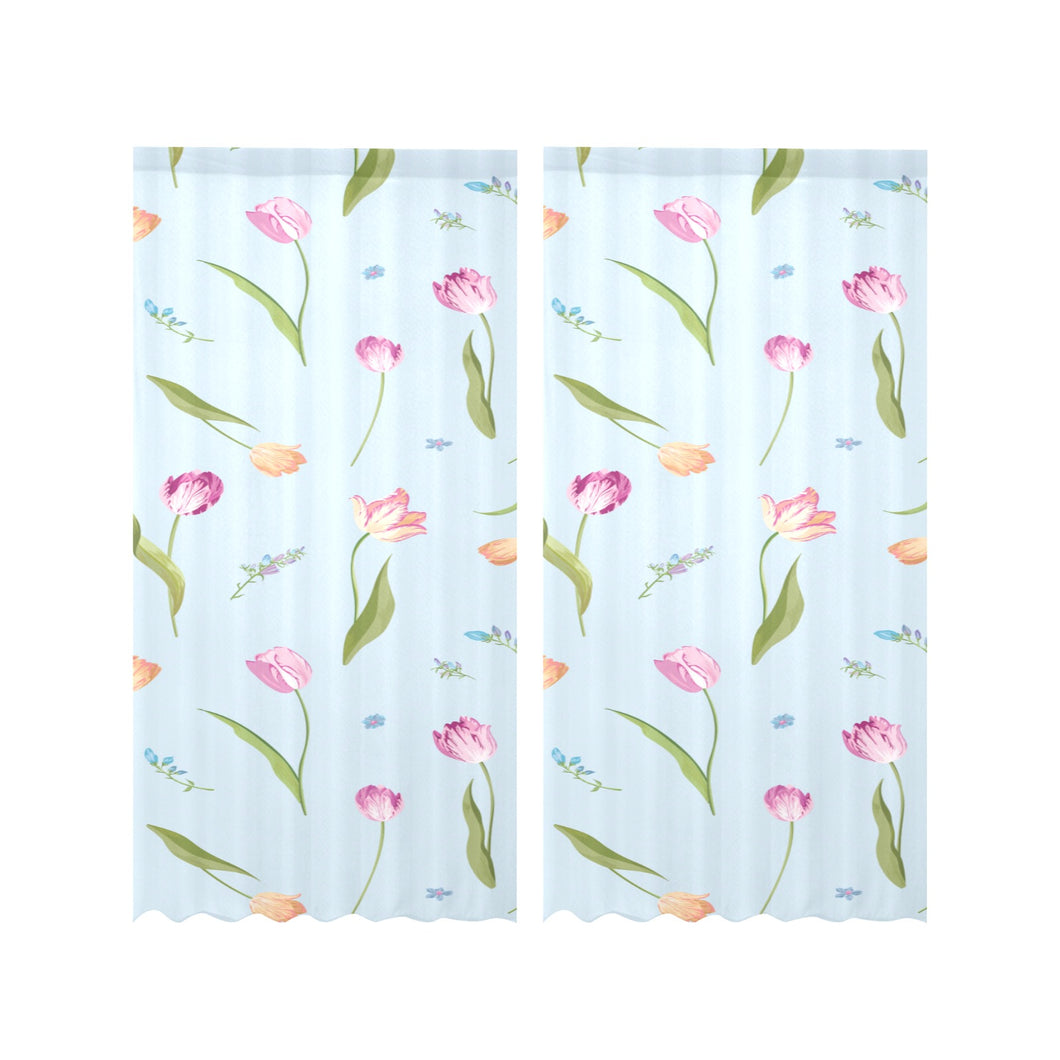 Watercolor Tulips pattern Gauze Curtain