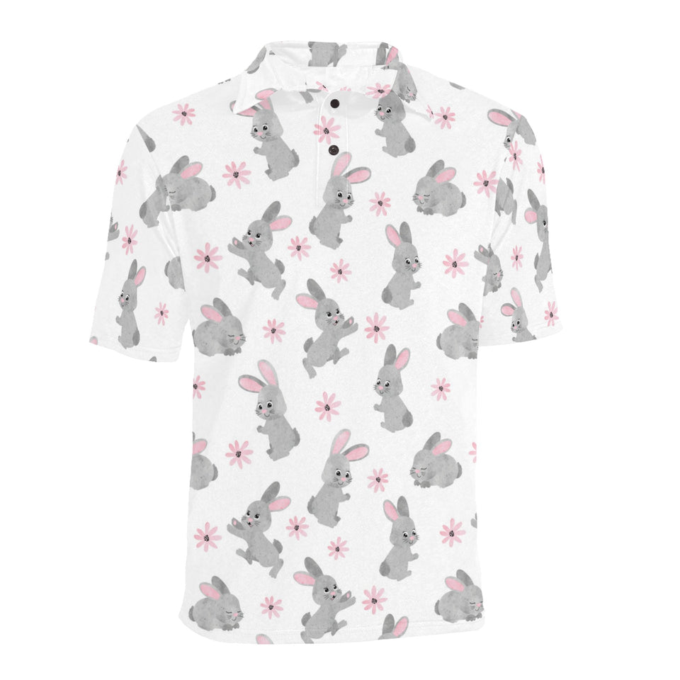 Watercolor cute rabbit pattern Men's All Over Print Polo Shirt