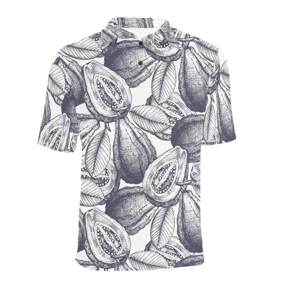 Guava tropical hand drawn pattern Men's All Over Print Polo Shirt
