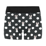 Cute white rabbit polka dots black background Men's All Over Print Boxer Briefs Men's Underwear
