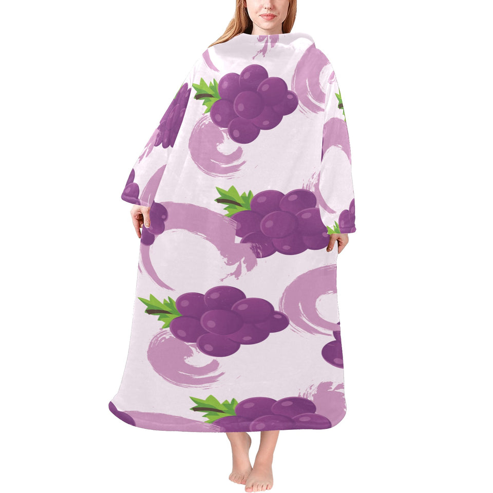 Cute Grape pattern Blanket Robe with Sleeves