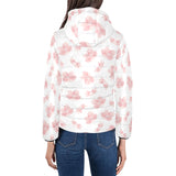 Pink sakura cherry blossom pattern Women's Padded Hooded Jacket