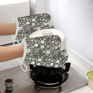 Gear Pattern Print Design 02 Heat Resistant Oven Mitts