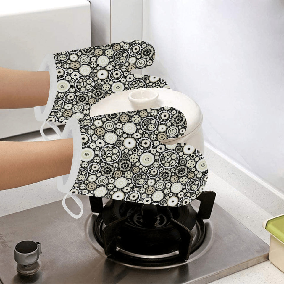 Gear Pattern Print Design 02 Heat Resistant Oven Mitts