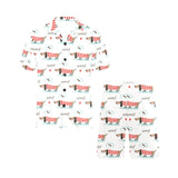 Cute dachshund bone pattern Men's V-Neck Short Pajama Set