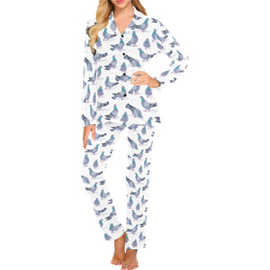 Pigeon Pattern Print Design 03 Women's Long Pajama Set