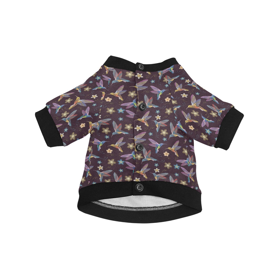 Hummingbird Pattern Print Design 04 All Over Print Pet Dog Round Neck Fuzzy Shirt