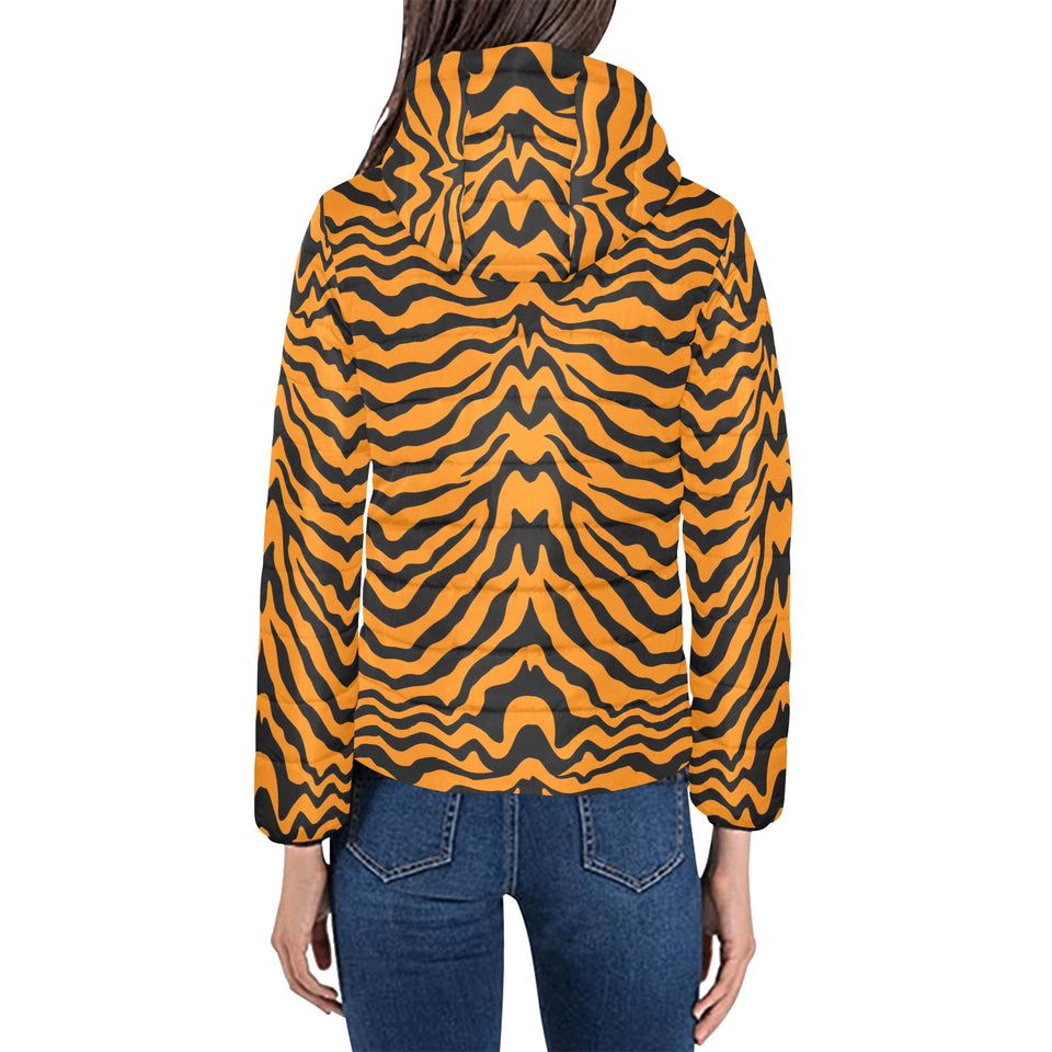 Bengal tigers skin print pattern Women's Padded Hooded Jacket