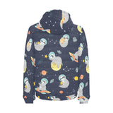 Cute sloth astronaut star planet rocket pattern Men's Padded Hooded Jacket