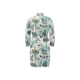 Dragonfly Butterfly Plants insect flower vintage s Men's Long Sleeve Belted Night Robe