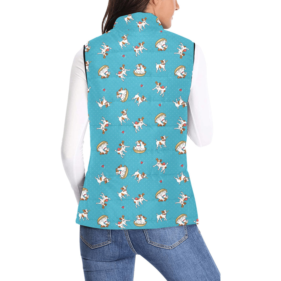 Jack Russel Pattern Print Design 03 Women's Padded Vest
