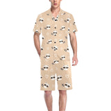 Cute raccoon heart pattern Men's V-Neck Short Pajama Set