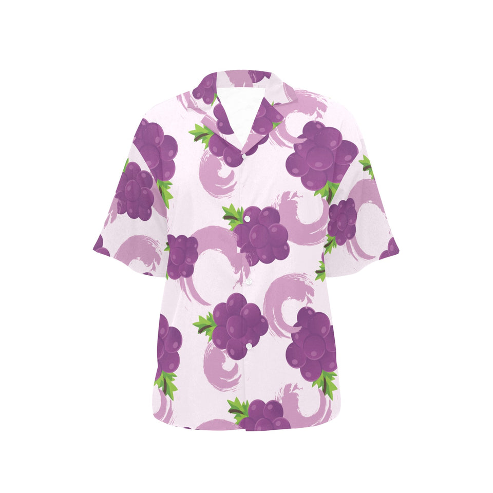 Cute Grape pattern Women's All Over Print Hawaiian Shirt