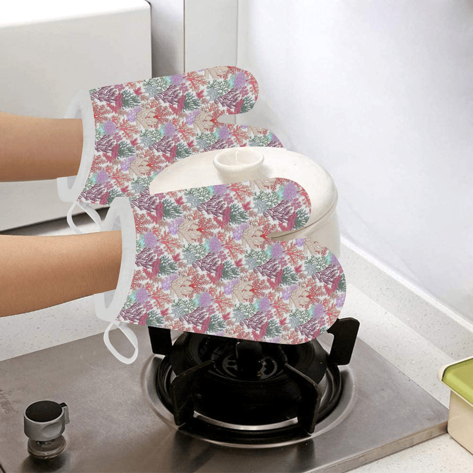 Coral Reef Pattern Print Design 03 Heat Resistant Oven Mitts
