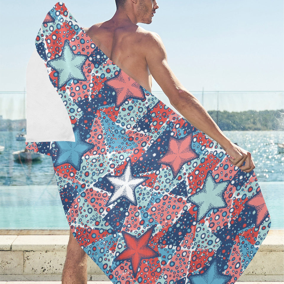 Hand drawn colorful starfish Beach Towel