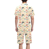 Mustache Beard Pattern Print Design 03 Men's V-Neck Short Pajama Set