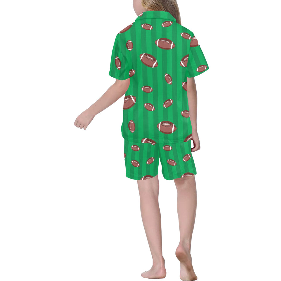 American football ball field background Kids' Boys' Girls' V-Neck Short Pajama Set