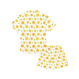 oranges leaves pattern Kids' Boys' Girls' V-Neck Short Pajama Set