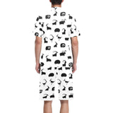Goat ram pattern Men's V-Neck Short Pajama Set