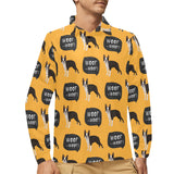 Boston terrier design pattern Men's Long Sleeve Polo Shirt