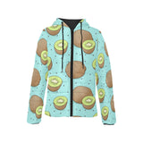 Kiwi blue background Women's Padded Hooded Jacket