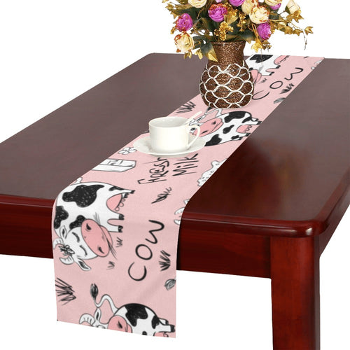 Cows milk product pink background Table Runner