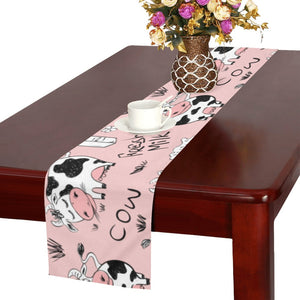 Cows milk product pink background Table Runner