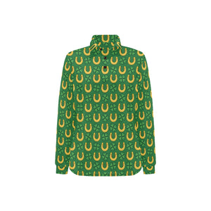 Horseshoes Pattern Print Design 05 Women's Long Sleeve Polo Shirt