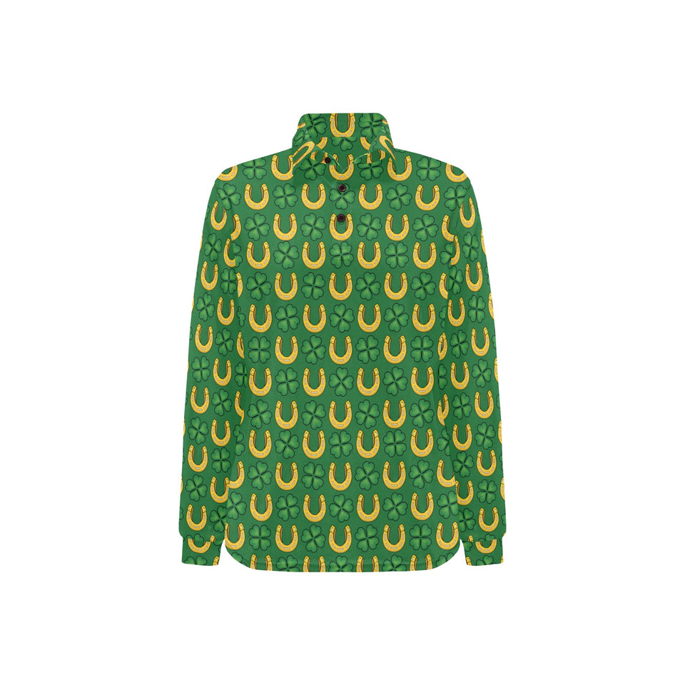 Horseshoes Pattern Print Design 05 Women's Long Sleeve Polo Shirt