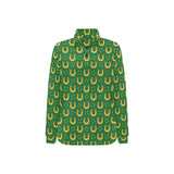 Horseshoes Pattern Print Design 05 Women's Long Sleeve Polo Shirt