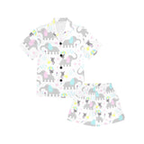 Cute elephant mouse pattern Kids' Boys' Girls' V-Neck Short Pajama Set