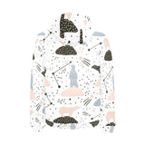 Polar bears star poka dot pattern Men's Padded Hooded Jacket